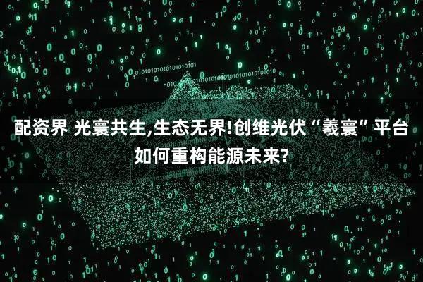 配资界 光寰共生,生态无界!创维光伏“羲寰”平台如何重构能源未来?